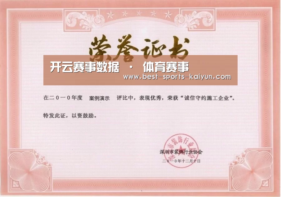 开云官网入口荣誉证书一